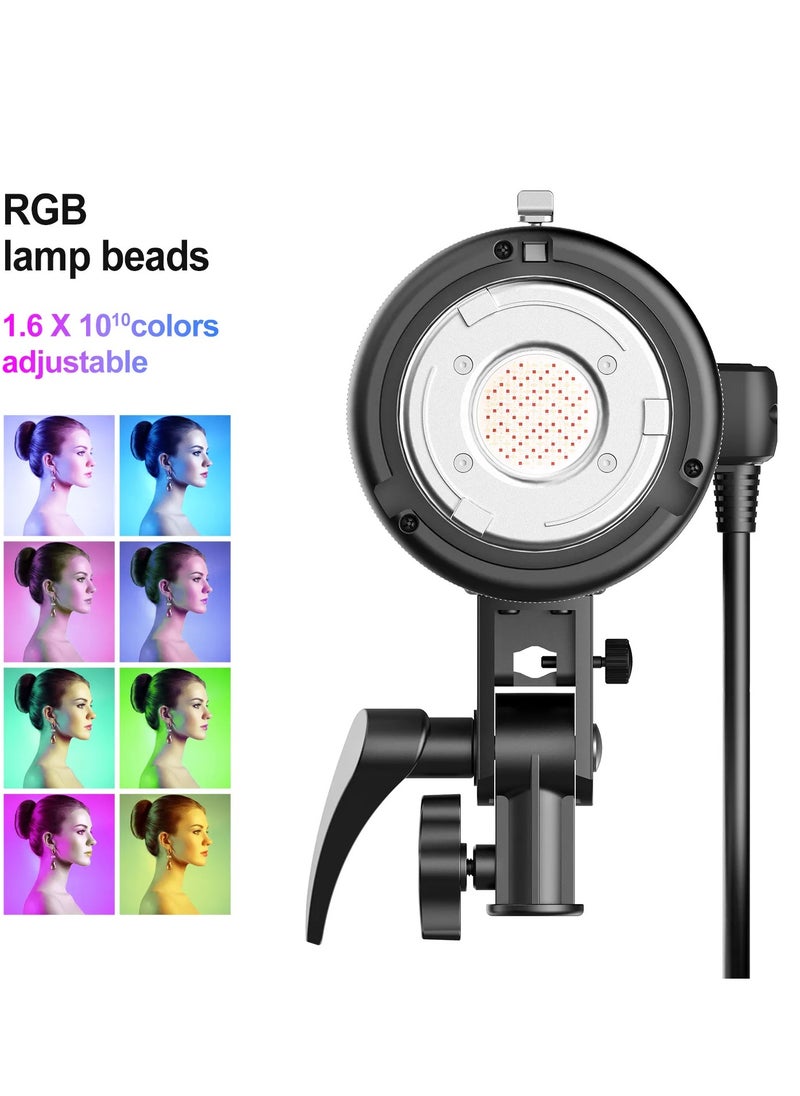 GVM-ST100R 100W Led Video Light RGB+Bi-Color Double Sided Daylight Balanced COB Light 77600 lux/0.5m CRI97+ 12 Built-in Lighting Effects App Control 2700K-7500K Photography Lighting