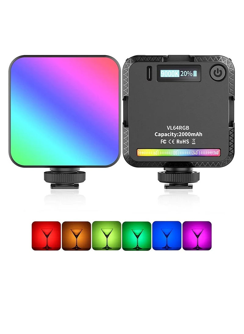 Xria W64RGB Full Color LED Video Light 2500K-9000K 800LUX Magnetic Mini Fill Light Extend 3 Cold Shoe 2000mAh Type-c Port