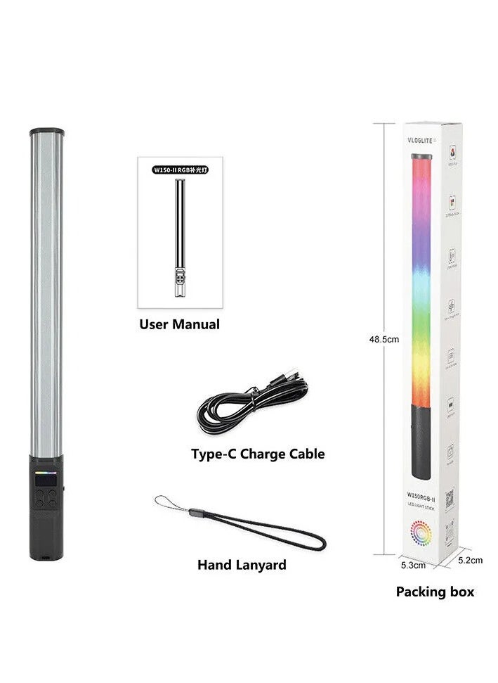 Xria W150RGB-II Handheld RGB Light Tube LED Video Light Wand 2500K-9000K Dimmable with LCD Screen