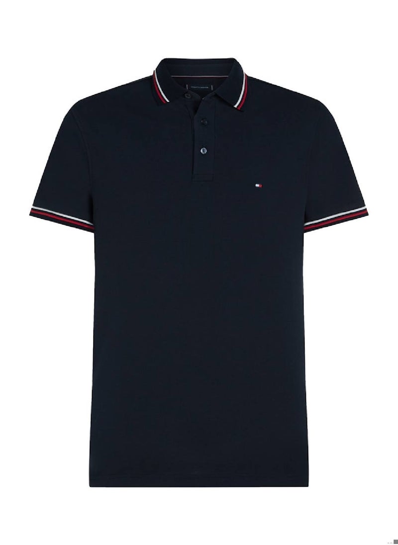 Men's Tipped Slim Fit Polo Shirt - Cotton, Blue