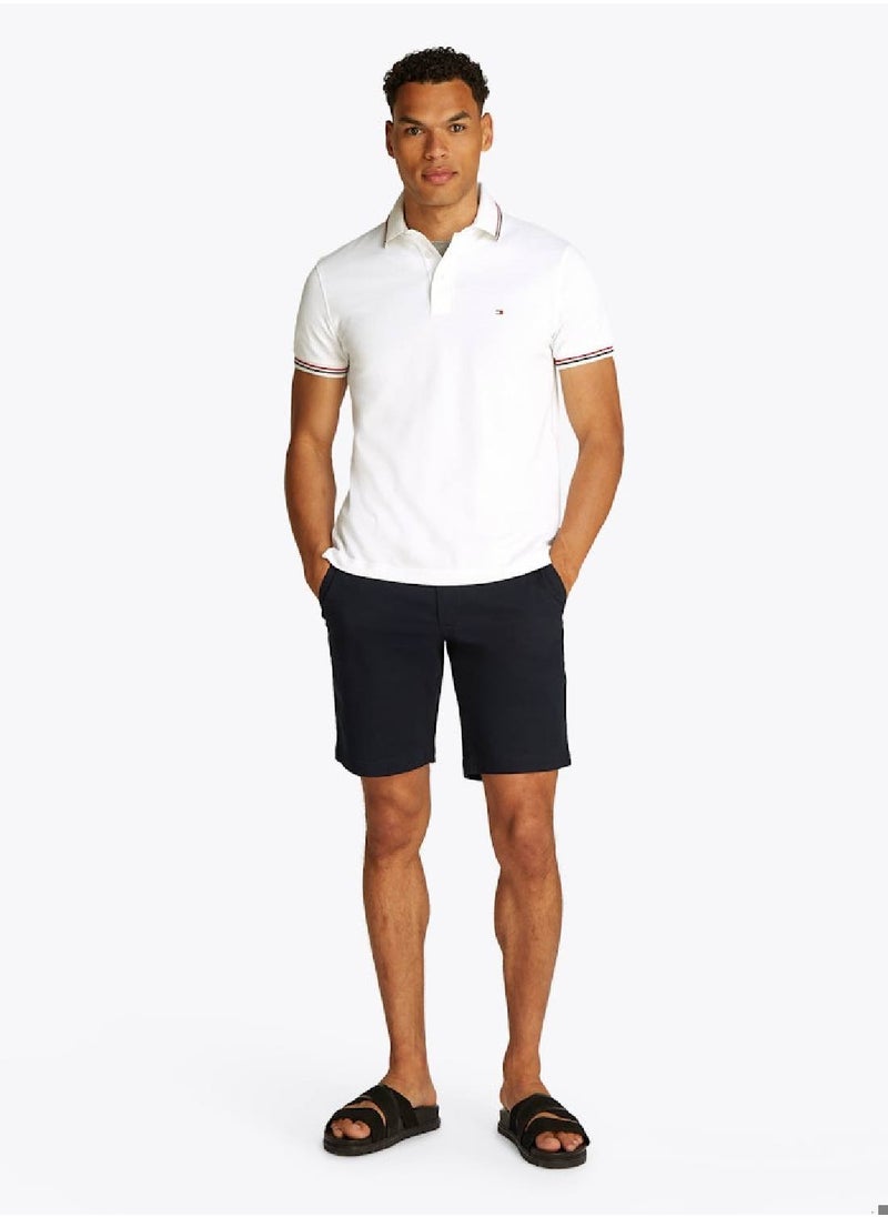 Men's Tipped Slim Fit Polo Shirt - Cotton, White
