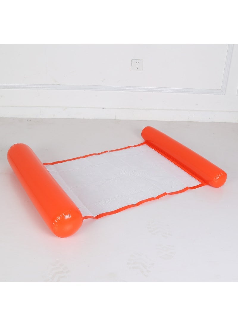 Inflatable Water Net Stripe Floating Bed with Backrest Orange 330g