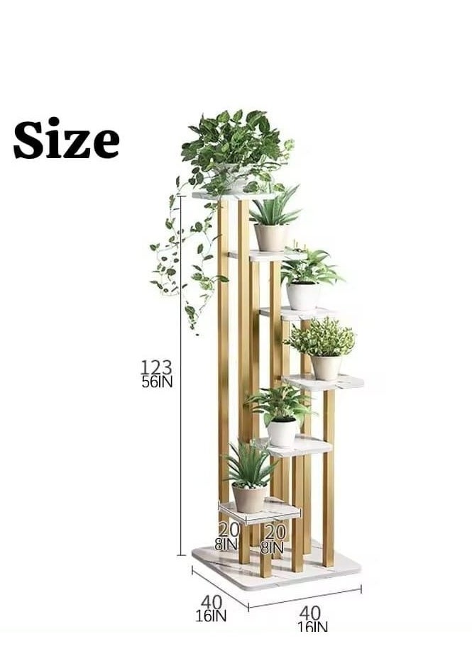 Modern home Decor Golden Plant Stand, 6-tier Plant Pot Holder Shelves, Metal Planter Display Rack, Indoor Outdoor Flower Shelf for Balcony, Patio, Garden, Corner Living Room Study