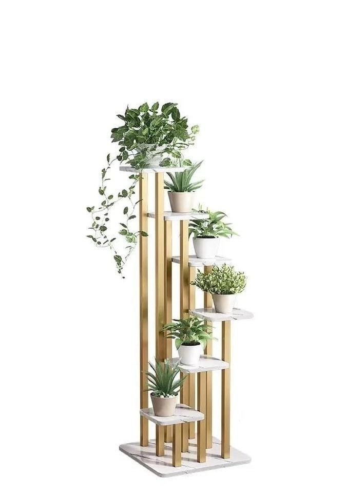 Modern home Decor Golden Plant Stand, 6-tier Plant Pot Holder Shelves, Metal Planter Display Rack, Indoor Outdoor Flower Shelf for Balcony, Patio, Garden, Corner Living Room Study