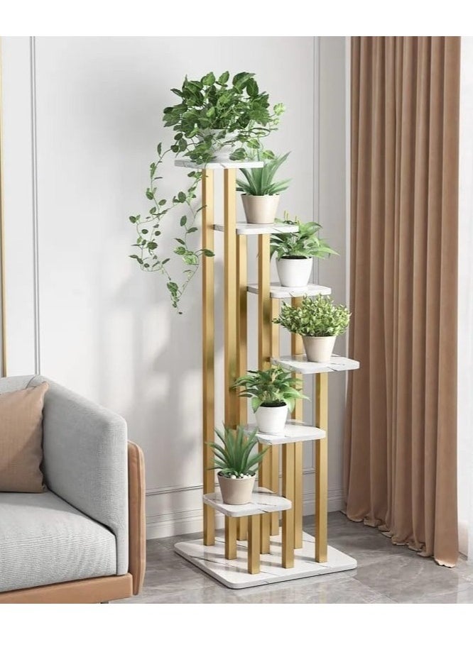 Modern home Decor Golden Plant Stand, 6-tier Plant Pot Holder Shelves, Metal Planter Display Rack, Indoor Outdoor Flower Shelf for Balcony, Patio, Garden, Corner Living Room Study