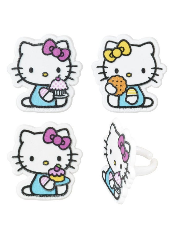 Hello Kitty® Rings, Cupcake Decorations Featuring Hello Kitty And Mimmy, Pink And Yellow - 24 Pack