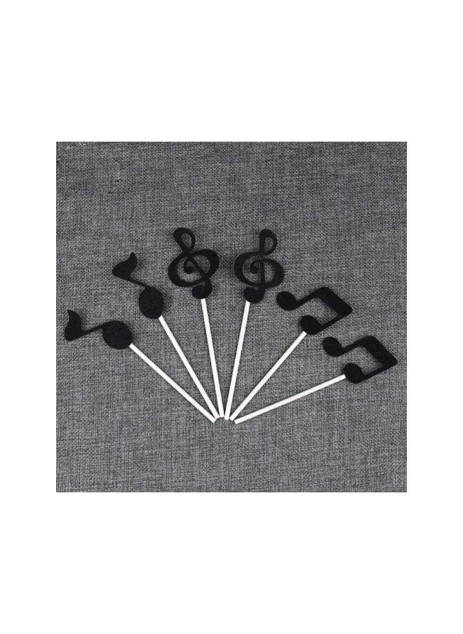 Music Cake Toppers 6pcs Music Symbols Notes Cupcake Toppers for Birthday Party Decor(Black)