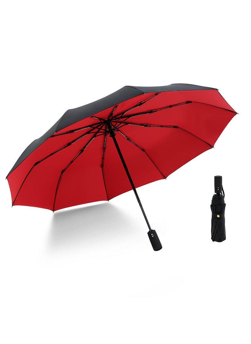 Double-layer automatic umbrella folding reinforcement ten-bone wind-resistant men's and Women's Business double-use advertising umbrella