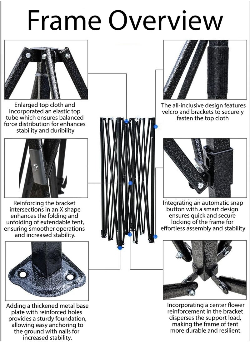 3x3 Meters Steel Frame Outdoor Tent with Waterproof UV-Blocking Canopy, Quick Setup, and Trolley Bag for Events, Camping, and Parties