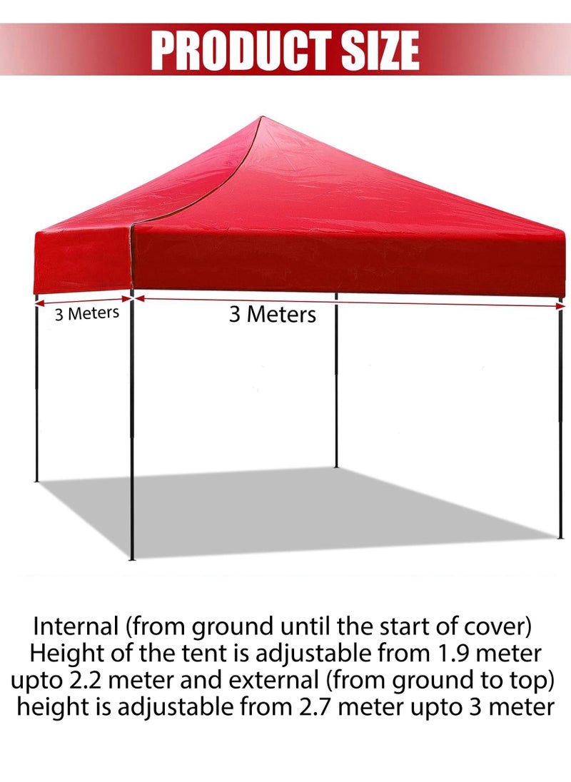 3x3 Meters Steel Frame Outdoor Tent with Waterproof UV-Blocking Canopy, Quick Setup, and Trolley Bag for Events, Camping, and Parties