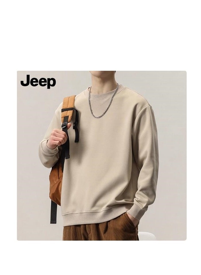 Men's Long Sleeved Round Neck Casual Loose Shoulder Sweatshirt