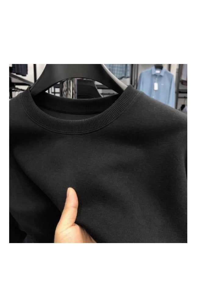 Men's Long Sleeved Round Neck Casual Loose Shoulder Sweatshirt