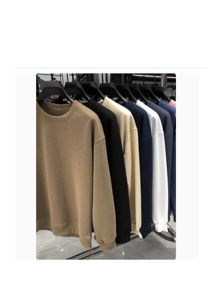 Men's Long Sleeved Round Neck Casual Loose Shoulder Sweatshirt