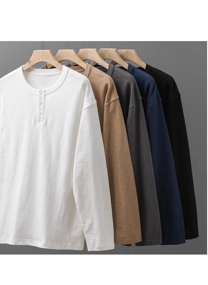 Men's Pure Cotton Long Sleeved 400G Heavyweight T-Shirt Sweatshirt