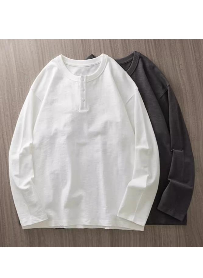 Men's Pure Cotton Long Sleeved 400G Heavyweight T-Shirt Sweatshirt