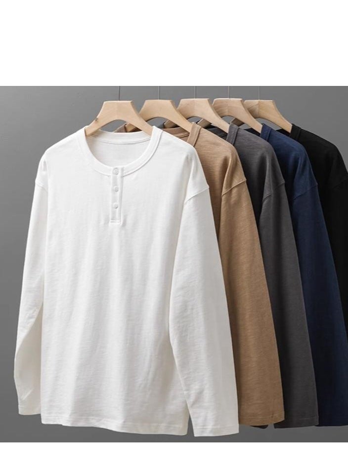 Men's Pure Cotton Long Sleeved 400G Heavyweight T-Shirt Sweatshirt