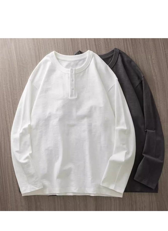 Men's Pure Cotton Long Sleeved 400G Heavyweight T-Shirt Sweatshirt