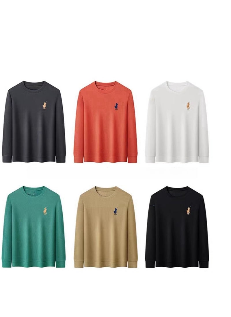 Men's Long Sleeved Round Neck T-Shirt Base Sweater Sweatshirt