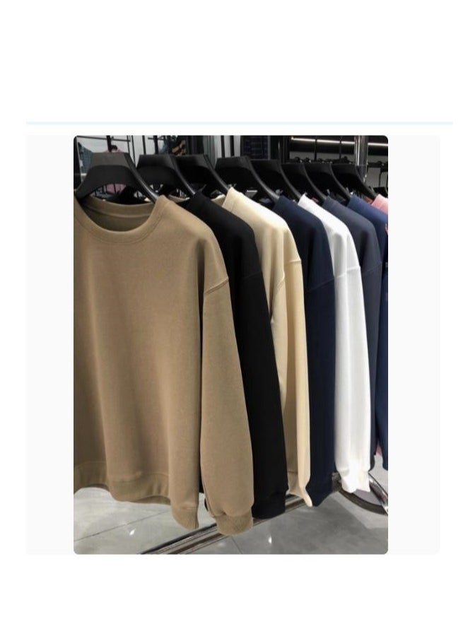 Men's Long Sleeved Round Neck Casual Loose Shoulder Sweatshirt