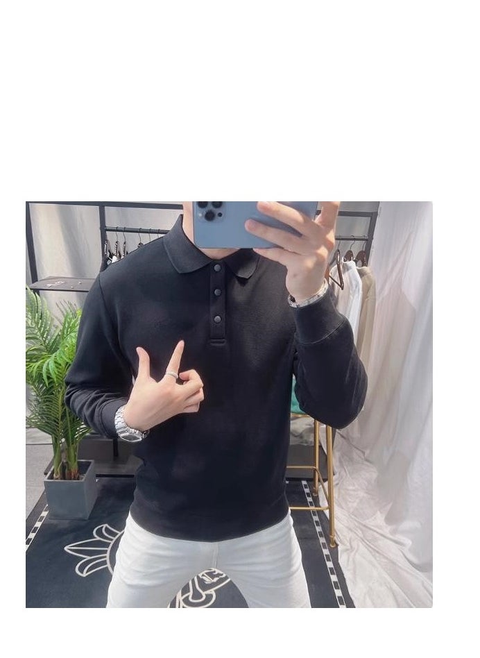 Men's High-End Embroidered Long Sleeved Polo Sweatshirt