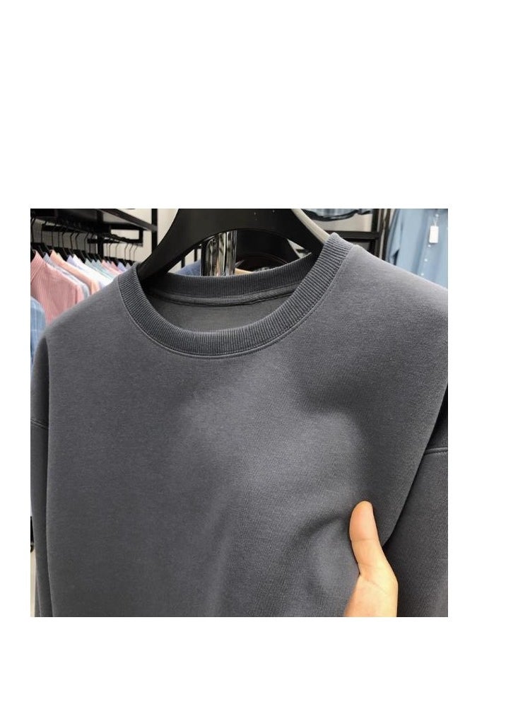 Men's Long Sleeved Round Neck Casual Loose Shoulder Sweatshirt