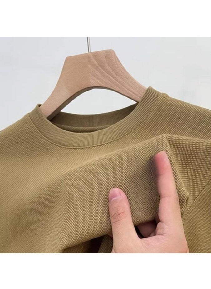 Men's Round Neck Casual Long Sleeved Base Sweater Sweatshirt