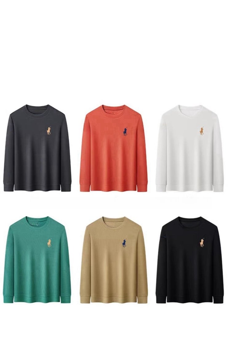 Men's Long Sleeved Round Neck T-Shirt Base Sweater Sweatshirt