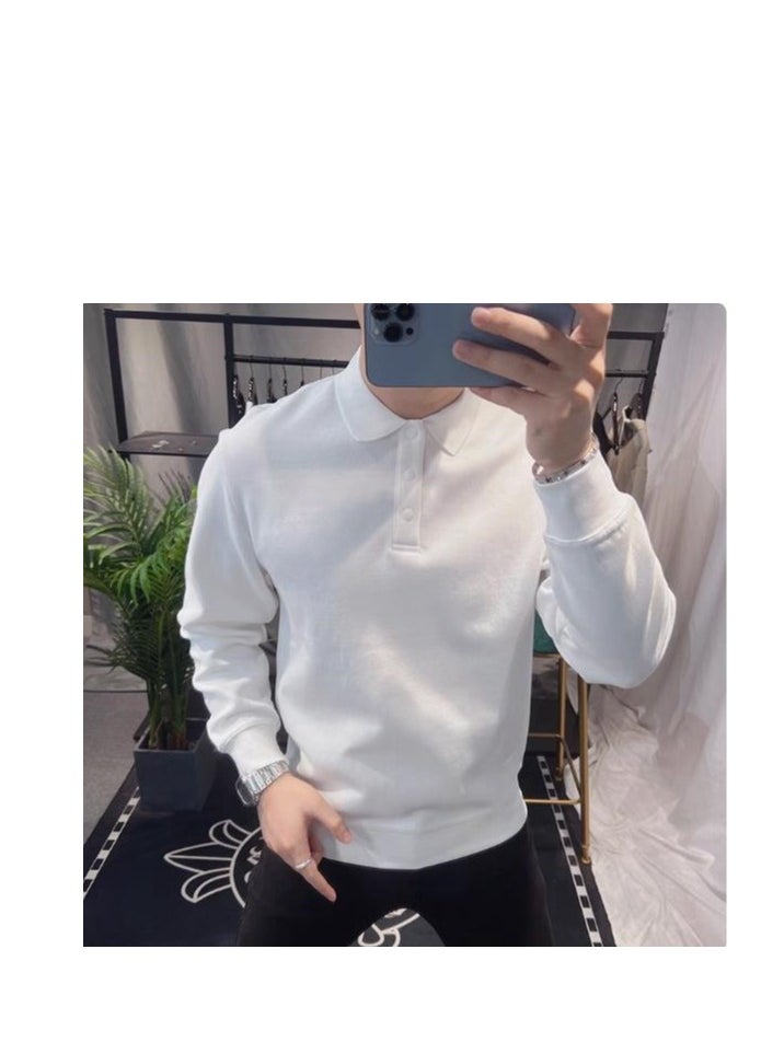 Men's High-End Embroidered Long Sleeved Polo Sweatshirt