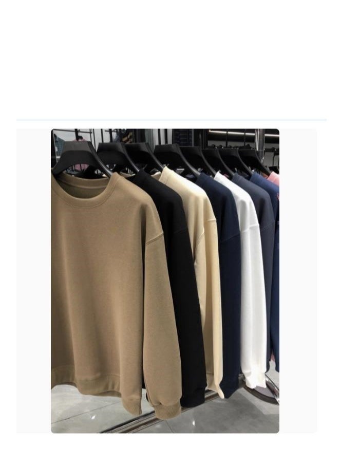 Men's Long Sleeved Round Neck Casual Loose Shoulder Sweatshirt