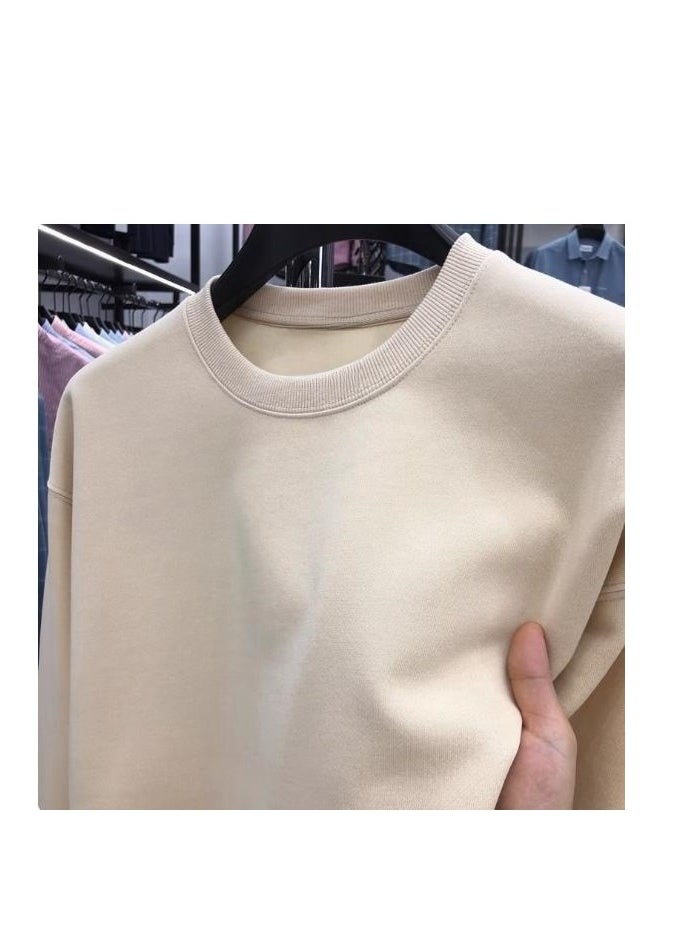 Men's Long Sleeved Round Neck Casual Loose Shoulder Sweatshirt