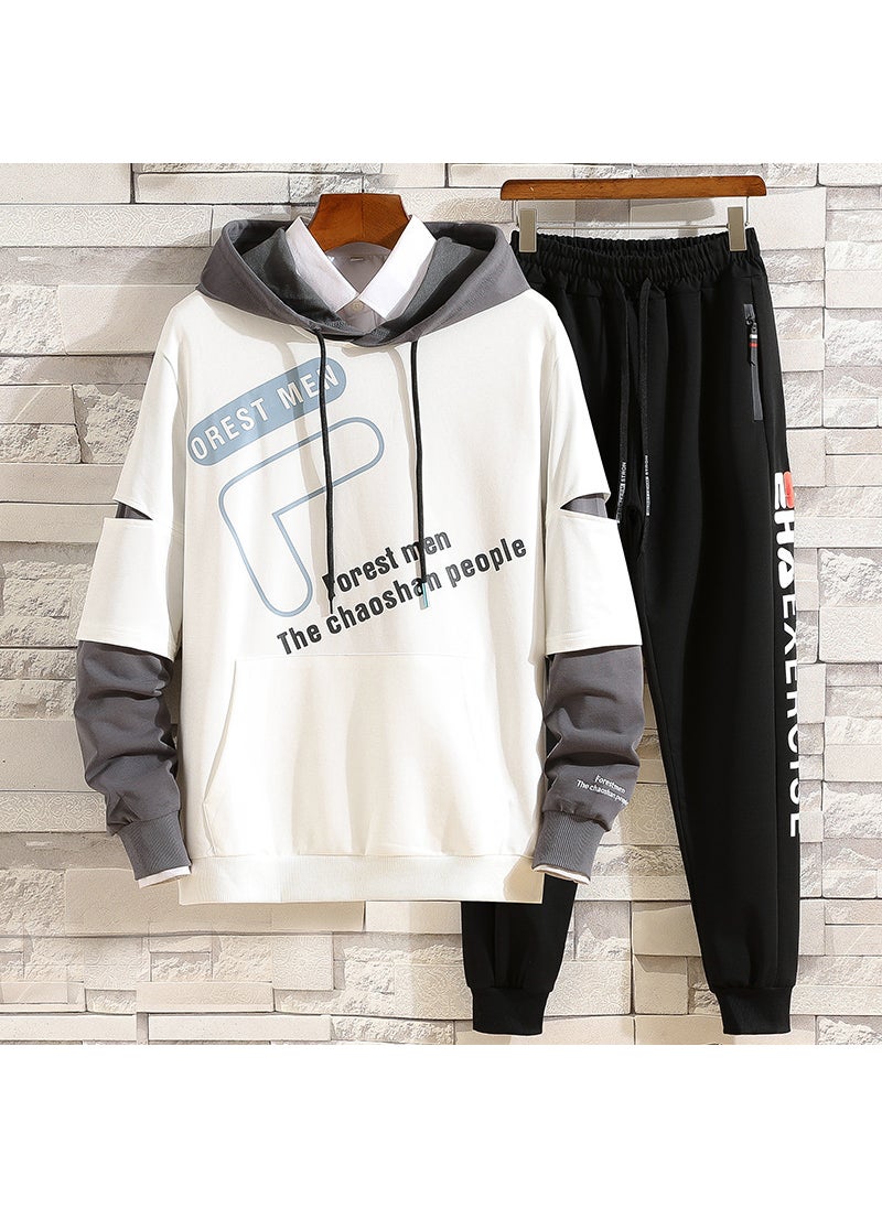 1 x 5 pcs 2020 Mens Casual Hoodie Set Autumn Korean Style Y01 Set White