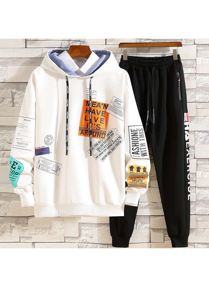 1 x 5 pcs 2020 Mens Casual Hoodie Set Autumn Korean Style Y02 suit White