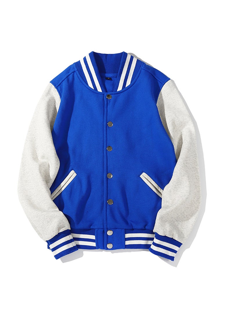 1 x 5 pcs 270g Lightweight Casual Mens Baseball Jacket Cotton Breathable Sapphire Blue