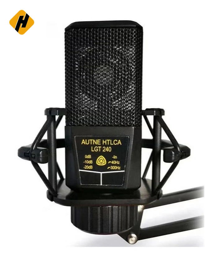 LGT240 Condenser Microphone Studio Cardioid Directional Audio Recording Mic for PC Computer Video Camera Camcorder Live Broadcast Dance Studio Recording.