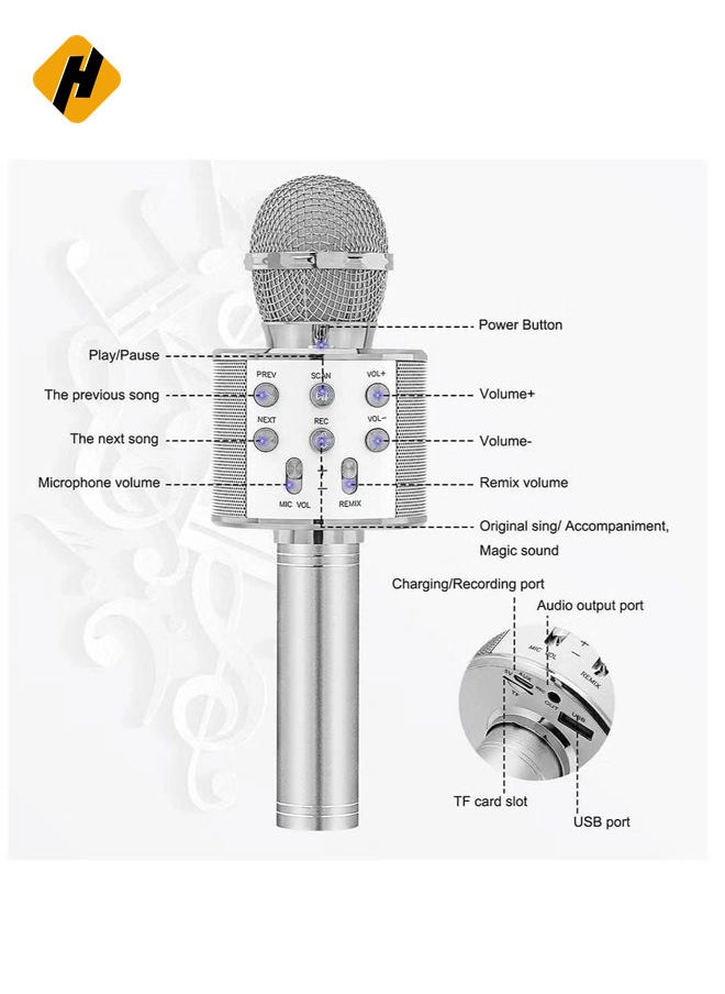 Bluetooth Microphone for kids Birthday Gift Toys for Age 3 4 5 6 7 8 9 10 Girls Boys Wireless Karaoke Mircrophone Little Kid Gifts Toy for Toddler Children