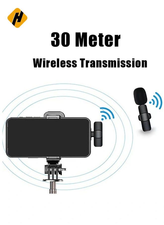 Wireless Lavalier Microphone for iPhone iPad, Mini Microphone, Plug-Play Wireless Microphones Video Recording, Live Stream, YouTube, Interview, TikTok, Vlog