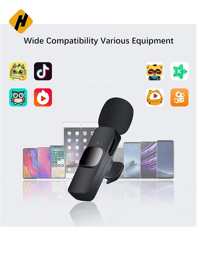 Wireless Lavalier Microphone for USB C Smartphone, Plug and Play Mini Mic for YouTube TikTok Live Streaming Gaming K Song Recording Auto Noise Reduction (USB C 1)