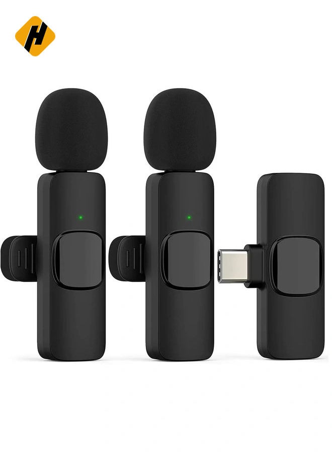 Wireless Microphone for iPhone iPad- Plug-Play Wireless Lavalier Mic with 2 Microphone for Phone Video Recording- Interview- Vlog- Auto Sync and Noise Reduction- 2.4G