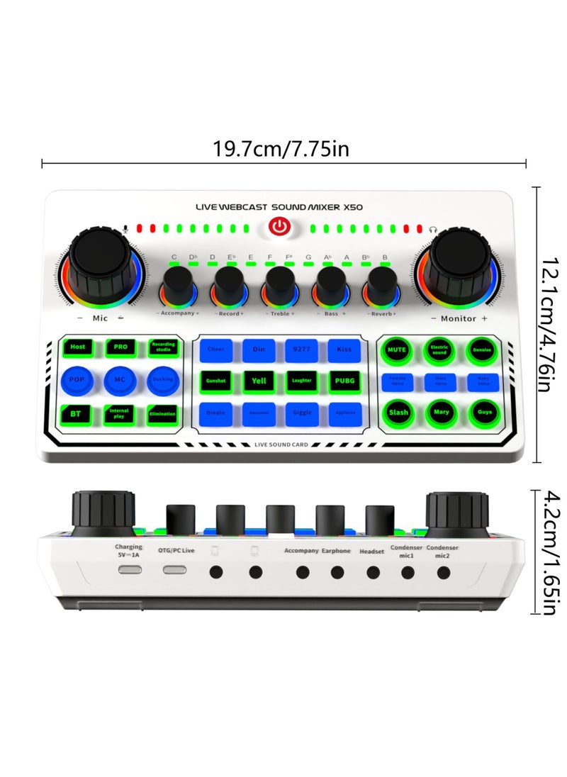 X50 Streaming Sound Card for Live Singing X50 White English