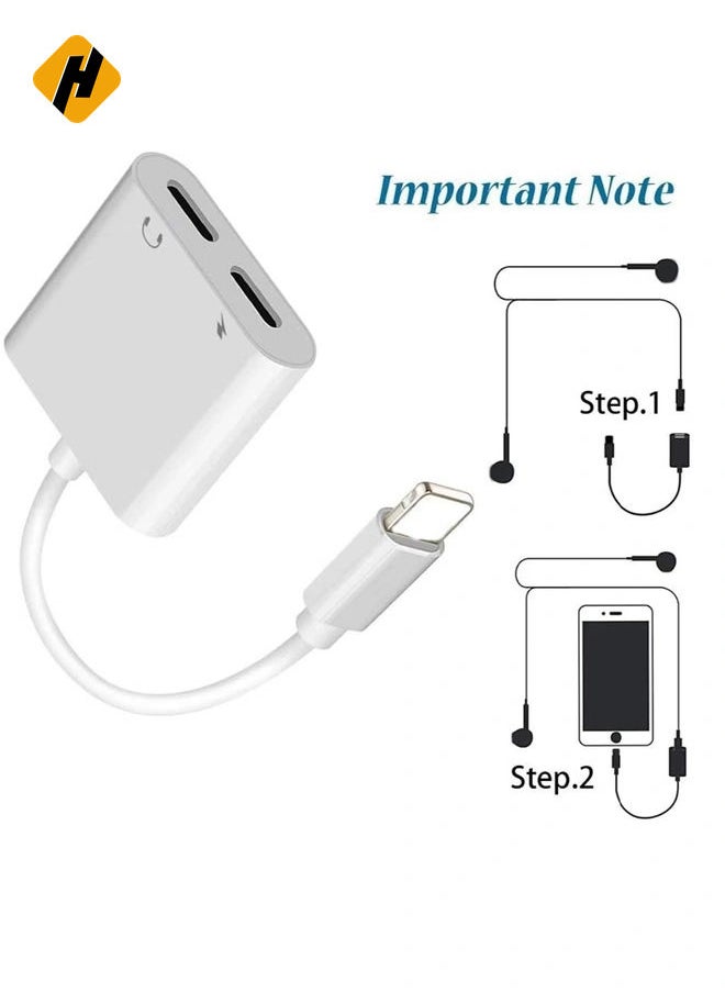 For iPhone Headphone Adapter 2 in 1 Light ning to 3.5mm Audio Jack and Charger Adapter for iPhone 7 7P/8/8P/X,Support IOS 11