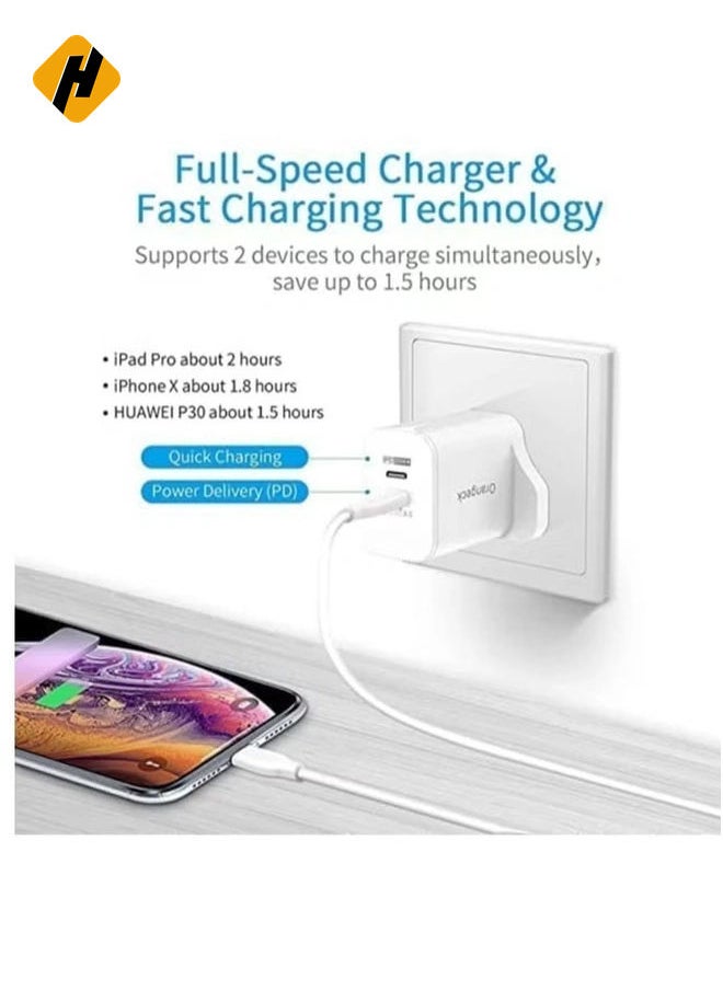 65W USB PD3.0 Fast Recharge,Dual Port Type-C QC3.0 Wall Power Plug for iPhone,iPad,AirPods,Galaxy,Pixel and more (65W-A) (C)