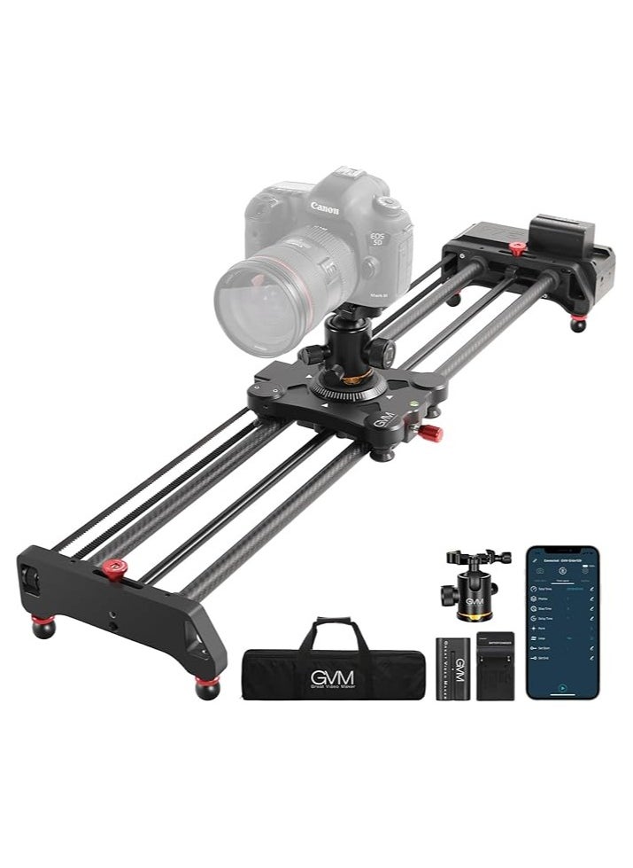 GVM Great Video Maker 80 cm Motorized Camera Slider, Camera Rail with APP Control, Stabilizer Rail with Timelapse Tracking and 120° Panoramic Shooting for Photo Film Making