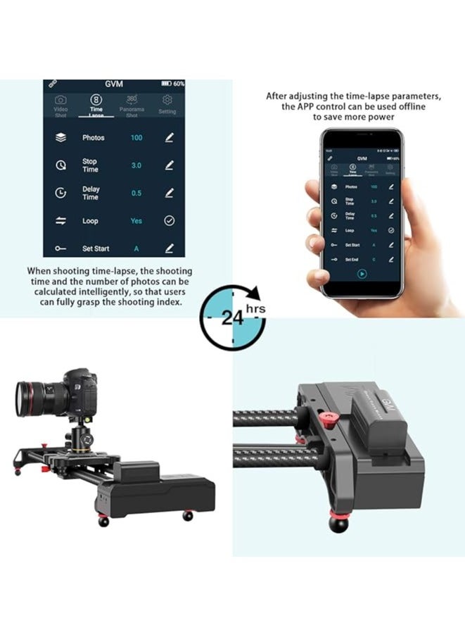 GVM Great Video Maker 80 cm Motorized Camera Slider, Camera Rail with APP Control, Stabilizer Rail with Timelapse Tracking and 120° Panoramic Shooting for Photo Film Making