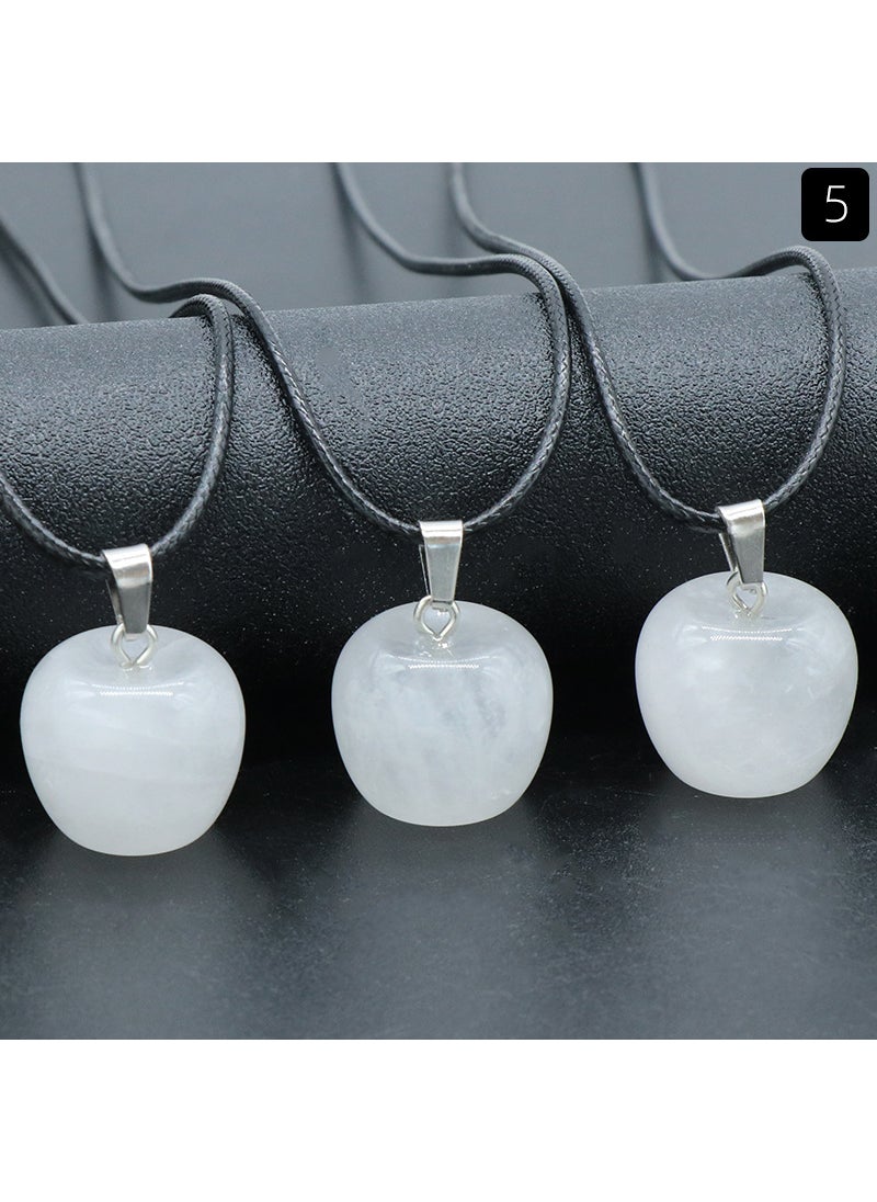 Natural Agate Apple Pendant Charm 20mm 20mm white crystal