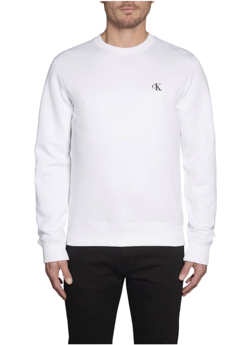 Men's Fleece Sweatshirt - Cotton Blend, White