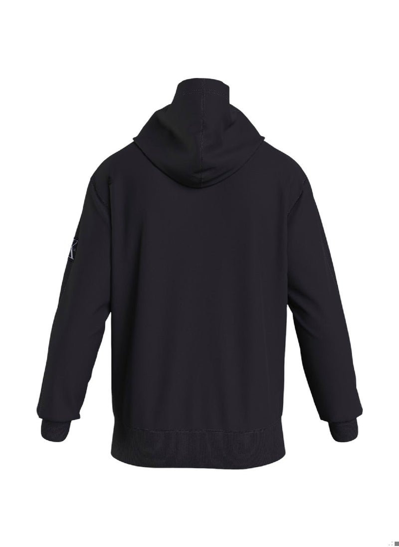 Men's Badge Hoodie - Cotton, Blue