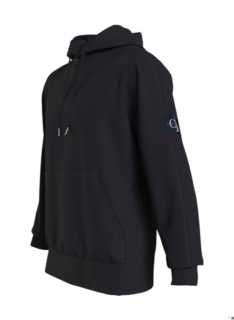 Men's Badge Hoodie - Cotton, Blue