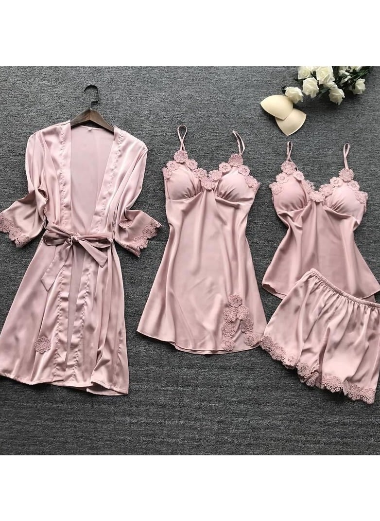 New Girls' Pajamas Set Of Four, Fashionable And Comfortable Lace Pajamas