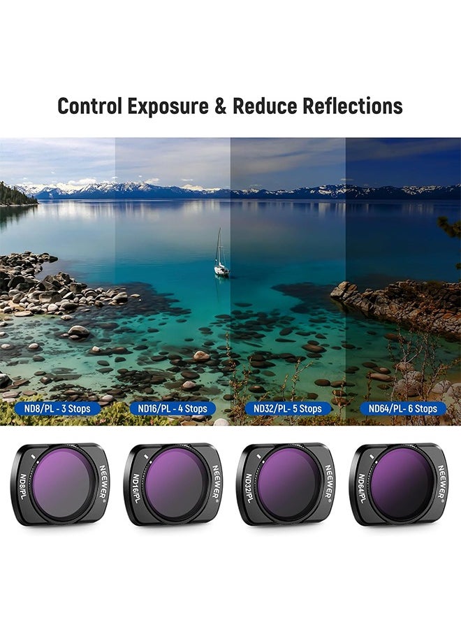 NEEWER Magnetic ND & CPL & Effect Filter Set for DJI OSMO Pocket 3, 14 Pack HD CPL ND8 ND16 ND32 ND64 ND128 ND256 ND1000 ND8/PL ND16/PL ND32/PL ND64/PL Light Pollution Reduction, Black Diffusion 1/4