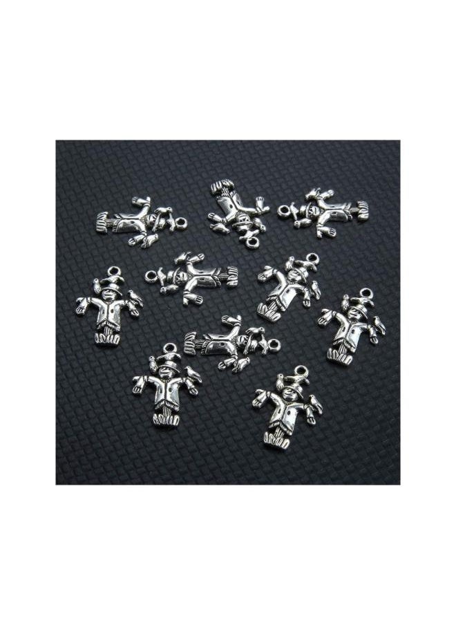 30PCS Halloween Scarecrow Charms Pendants DIY Craft Jewelry Making(Silver)